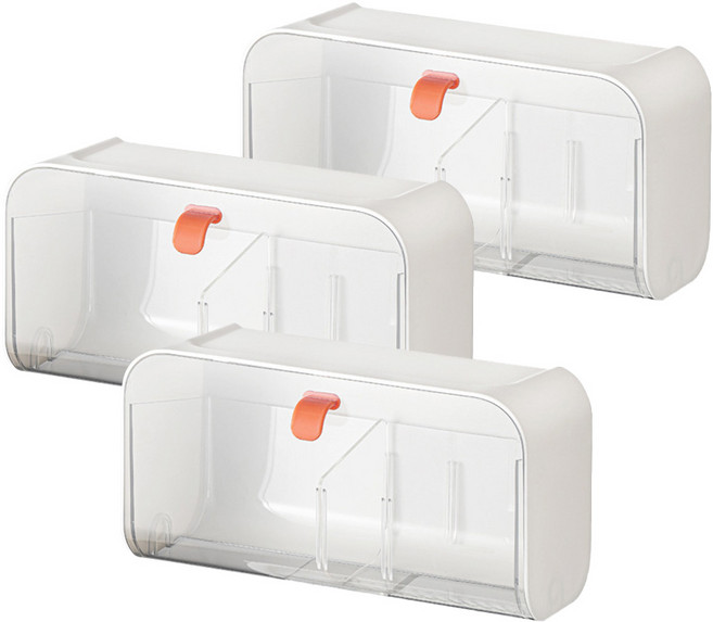 HK.sell 소품담아 벽부착 다용도 정리함 투명 보관 수납함, 3개, 투명 화이트