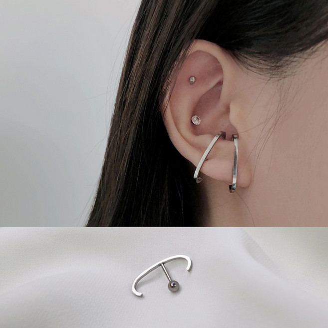 써지컬스틸 C형 커브 이어커프 피어싱