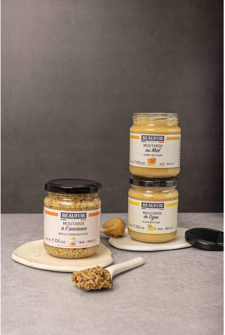BEAUFOR 法國第戎 /u00e0 l'ancienne 全穀粒芥末醬 200g, 1個