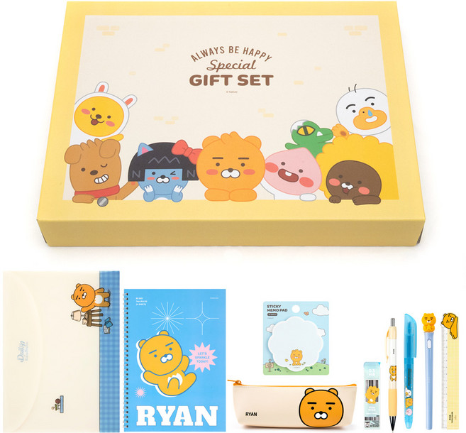 [카카오프렌즈 으뜸 문구세트2] 문구세트 학용품 웰컴키트 문구류 학용품세트 단체선물 어린이날구디백 카카오문구세트 문구팬시 초등학생학용품 초등학생단체선물 초등문구세트 어린이문구세트, 01.라이언세트