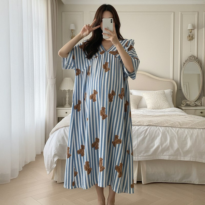 미야미 44 120 빅사이즈 만삭가능 임산부 롱원피스 임부복 추천 출산 선물 임신 임부