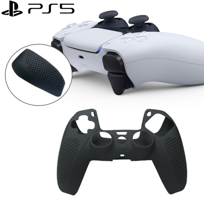 PS5 플스5 듀얼센스 컨트롤러 패드 고급형 실리콘 보호 커버 케이스 돌기형 투명 4색, 2개, 고급형 블랙(할인가)