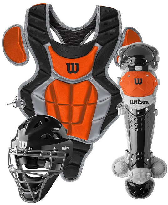 WILNS C200 청소년 포수 장비 키트 - 블랙/오렌지, 1개