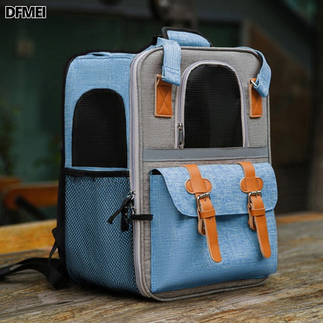 휴대용 나들이 가방 대용량 고양이 가방 고양이 나들이 가방 애견 가방 백팩 산책 강아지 가방 메기 강아지 용품, 데님 블루, 1개