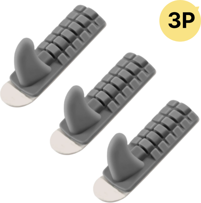 토브몰 실리콘 접착 후크걸이 3P 무타공 다용도 벽걸이, 그레이, 3개