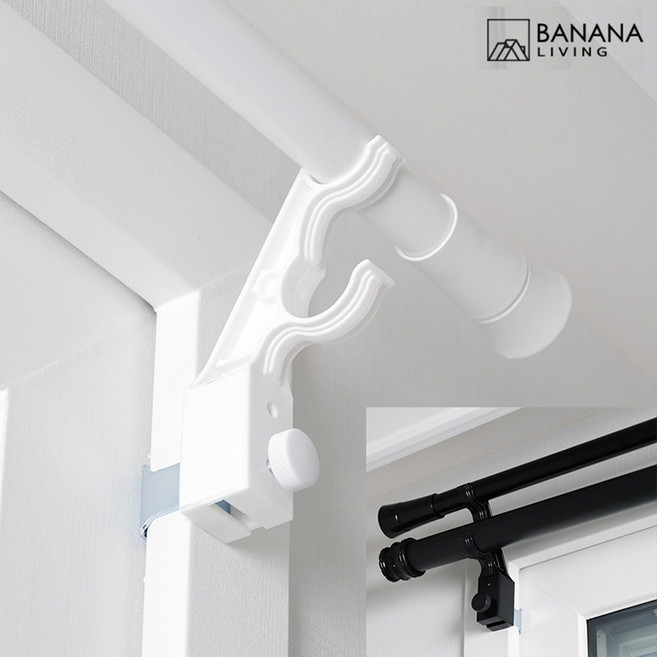 무타공 안뚫어고리ver4 2개입 화이트 블랙 못없이 못질없이 커튼 봉 커텐 설치 달기 걸기 걸이 거실 창문 샷시