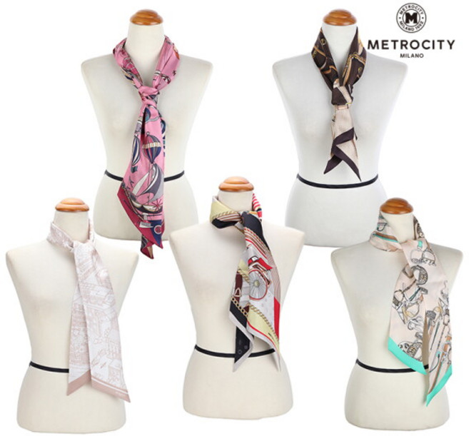 [메트로시티_시즌잡화] 에센셜 실크 미니 스카프 5종 택1