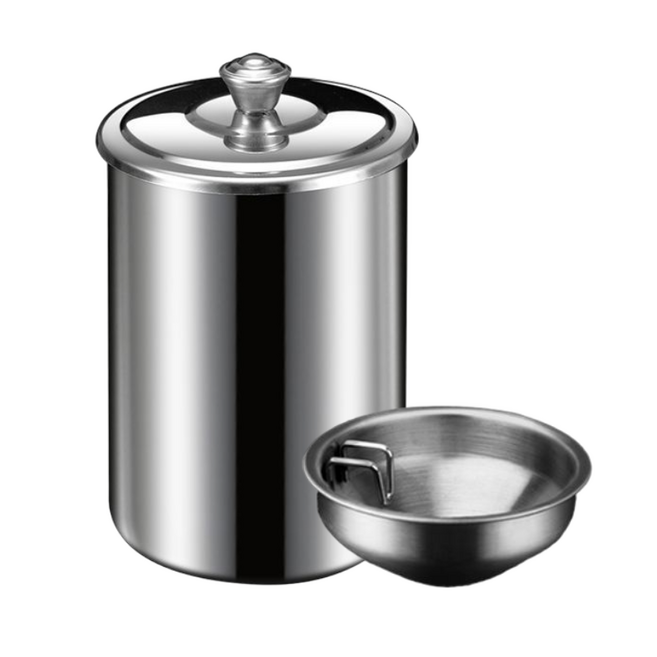 리루나 가정용 냄새차단 뚜껑있는 스테인레스 재떨이, 실버, 1개