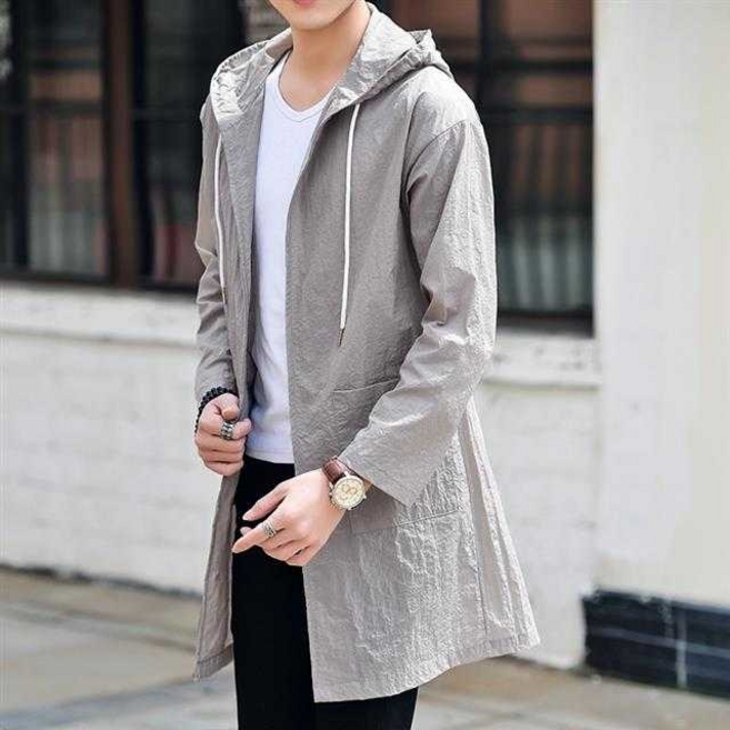COSYEVNO 남성용 긴 기장 후드 바람막이 캐주얼 재킷 CLXnswt-03