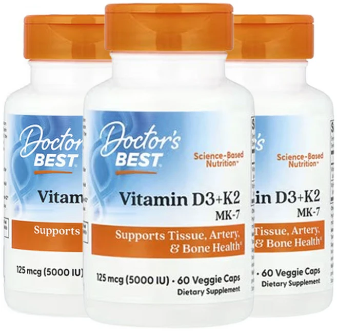 닥터스베스트 비타민D3 + K2 MK-7 60베지캡슐, 60캡슐 3개, 3개, 60정 - 쿠팡