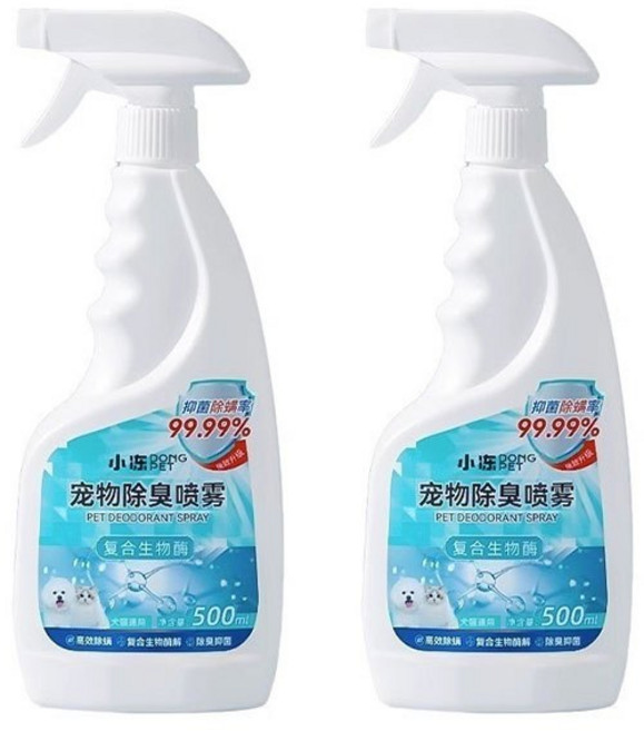 小棟PET 寵物專用 去尿漬除臭噴霧 複合生物酶 500ml, 無規格, 2瓶裝尿臭剋星強效除臭