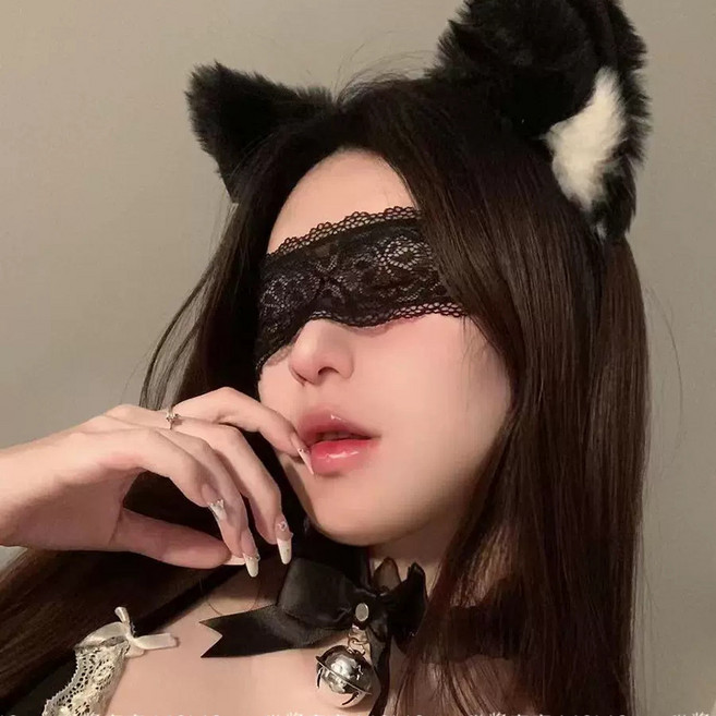 고양이 머리띠 큰방울 머리띠 안대 초커목걸이 3P 세트