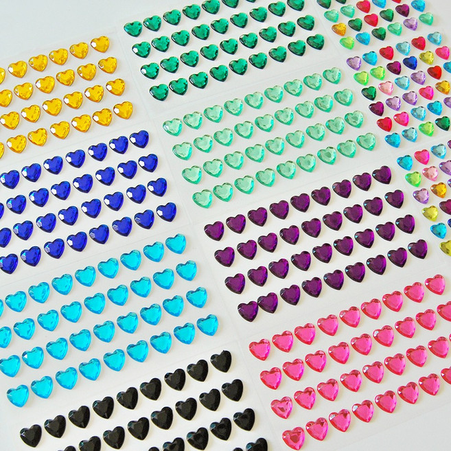 보석 하트 큐빅 스티커(18종), 1개, (17) 진주 하트 스티커(10mm)