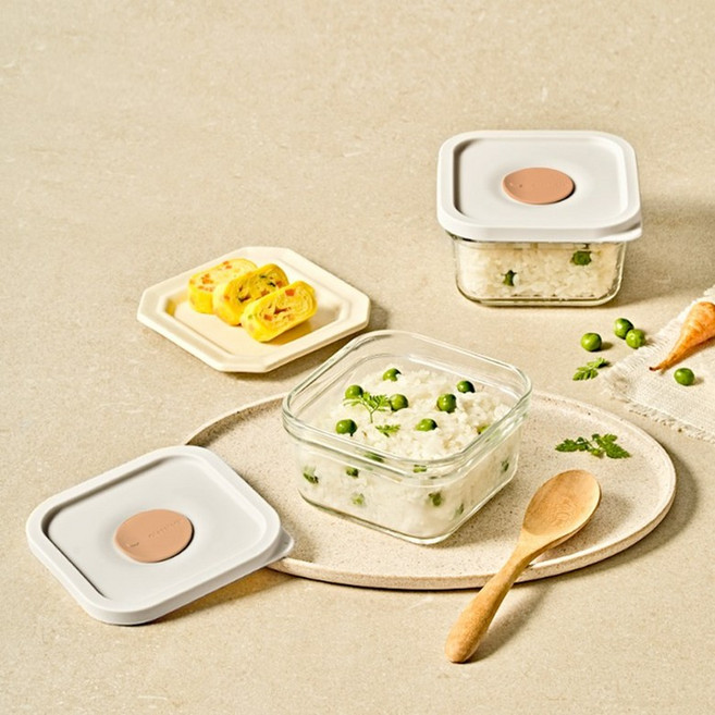 글라스락 렌지쿡 코지밀크 햇밥용기 정사각 440ml 4조 세트 531688