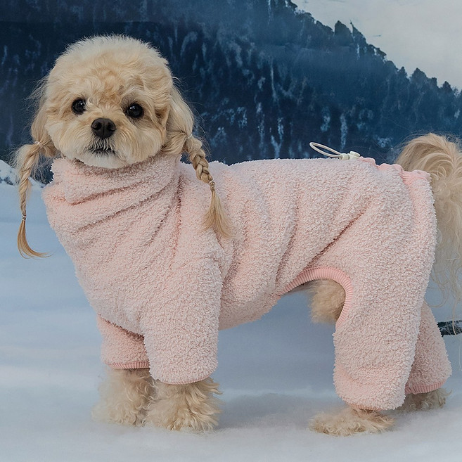 슈퍼펫 강아지옷 겨울 올인원 넥워머 후리스, 1개, 베이비핑크