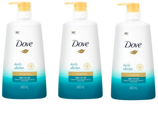 도브 데일리 샤인 샴푸, 680ml, 3개