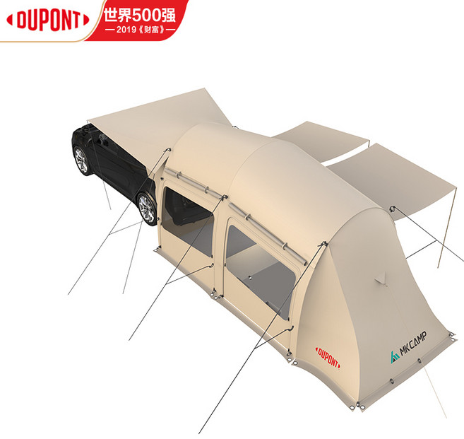 차박용 쉘터 텐트 차박 차박용 모델 자동차 꼬리 텐트 야외 캠핑 방수, 방 하나와 거실 하나 - 데저트 골드 혼방 면 텐트