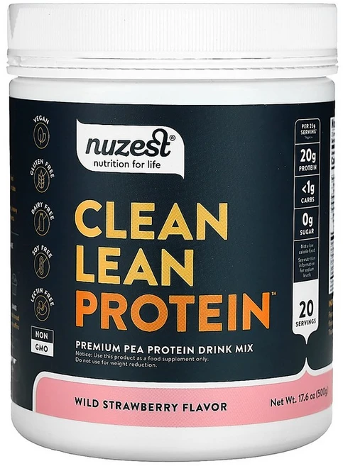 Nuzest 깨끗한 순지방 단백질 야생 딸기 500g(17.6oz) Nuzest (뉴제스트), 498 g, 1개 - 쿠팡