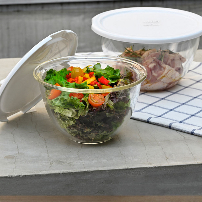 일본 하리오 내열유리 믹싱볼 뚜껑 글라스볼 1500ml 2200ml 세트, 1세트, 1500ml + 2200ml