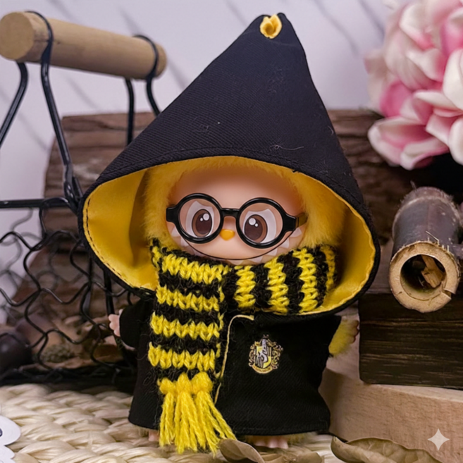 티니숲속 라부부 4세대 미니 해리포터 망토 머플러 안경 세트 인형꾸미기, 옐로우, 1개, 10cm