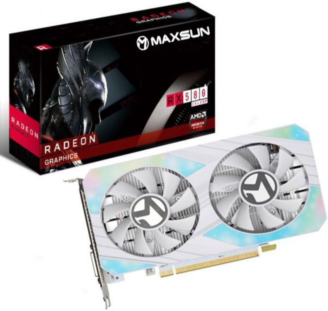 PC 게이밍 256비트 DirectX 12 DVI HDMI 디스플레이포트 멀티 모니터 확장용 Maxsun AMD Radeon RX 580 8GB 2048SP GDDR5 컴퓨터, White, 1개