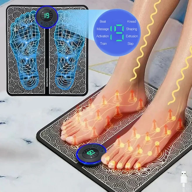 전기 발 마사지 패드 근육 마사지 이완 트레이너 마사지 피트니스 야외 스포츠 가정 가족 휴식, 01 foot massage pad, 1