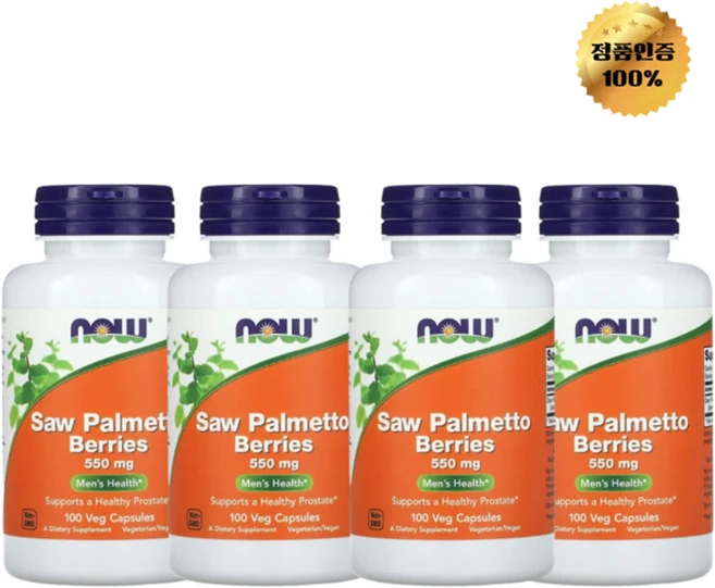 나우푸드 쏘팔메토 베리 550 mg, 4개, 100정 - 쿠팡