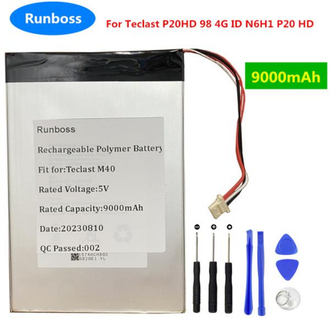 리튬 폴리머 태블릿 PC 배터리 30100140 Teclast M40 Teclast M40-EEA PDA 스마트 컴퓨터용 3.8V 9000mAh, 1개