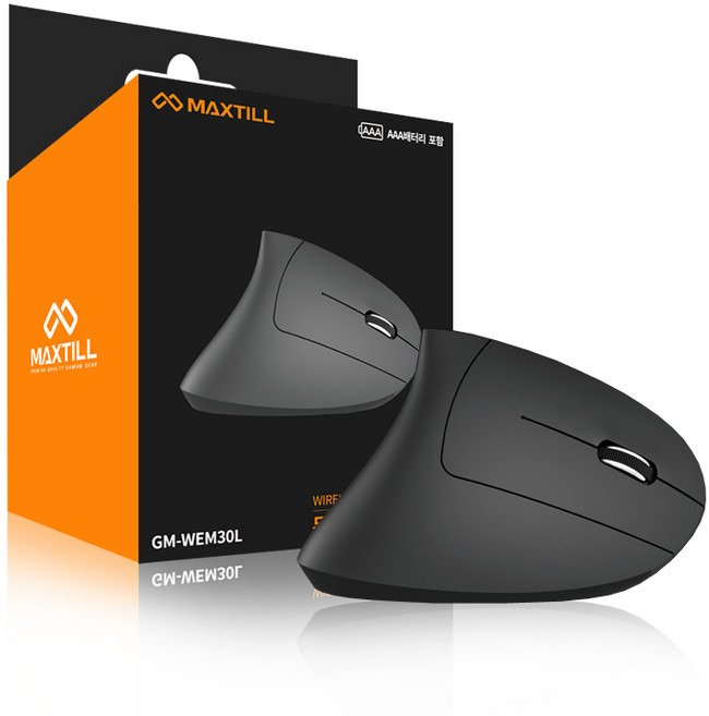 맥스틸 버티컬 무선 마우스, GM-WEM30L, 블랙