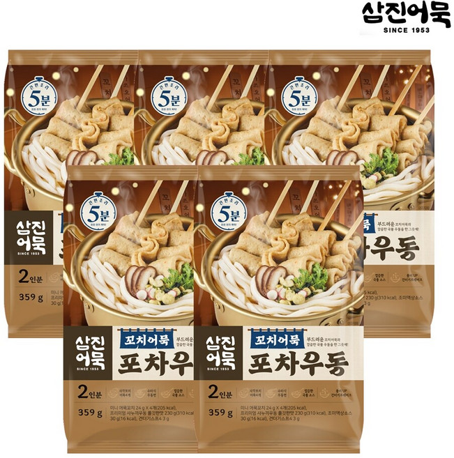 [삼진어묵] 꼬치어묵포차우동 x 5개, 359g