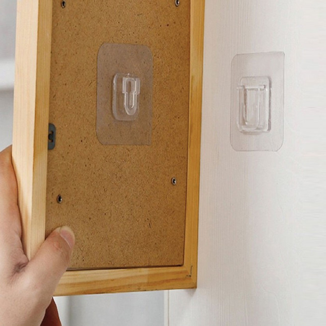 무타공 접착식 액자 걸이 암수 후크, 8개, CLEAR