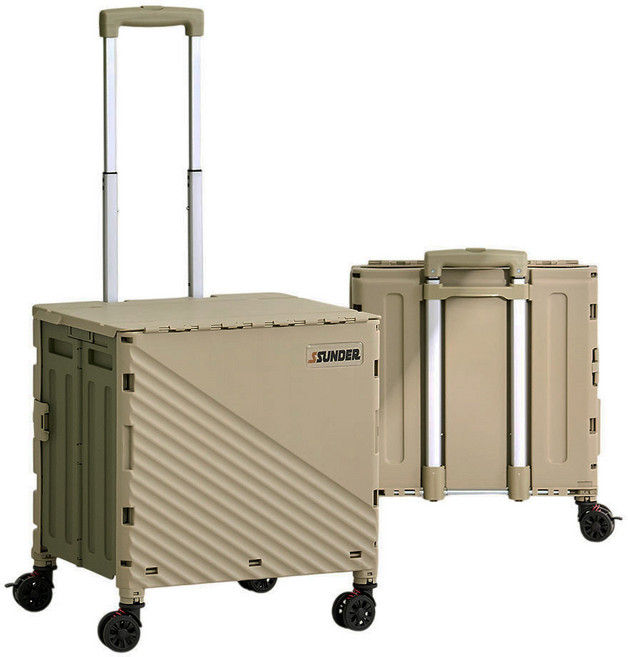 썬더월드 접이식 쇼핑카트 프리미엄 핸드 폴딩카트_60L, 1개, 베이지+카키