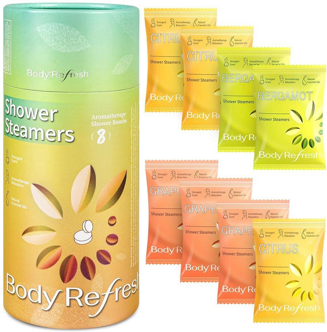 BodyRefresh Shower Steamers 아로마테라피 - 여성용 생일 선물 아내 엄마를 위한 발렌타인 데이 스트레스 완화를 샤워 밤 스파 부활절 바구니 필수품, 시트러스 선라이즈 버스트