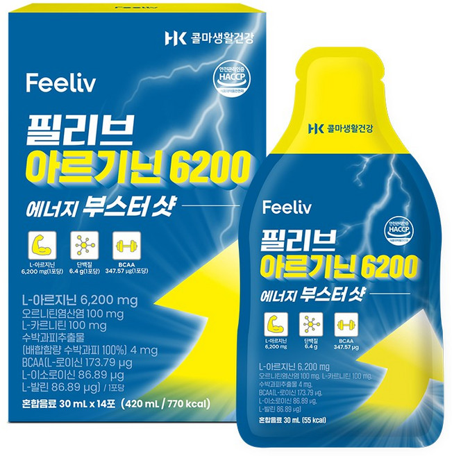 필리브 에너지 부스터샷 아르기닌 초고함량 6000mg, 14회분, 1박스