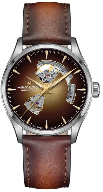 해밀턴 재즈마스터 오픈하트 스모키 브라운 42mm 가죽 스트랩 H32705501