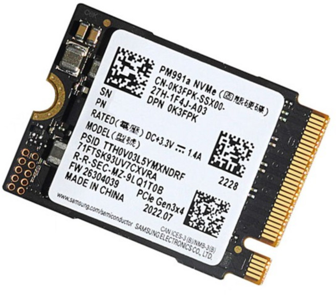 Dell//Lenovo/노트북용 Steam Deck/Xbox Surface Pro용 삼성 PM991A 1TB M.2 2230 NVMe PCIe SSD용 A56XQ, 1개