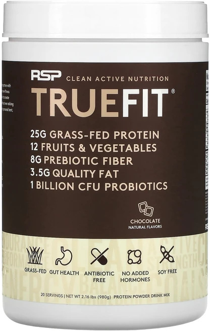 RSP Nutrition Truefit 목초사육 유청 단백질 셰이크 초콜릿 940g(2lbs), 1개, 940g - 쿠팡