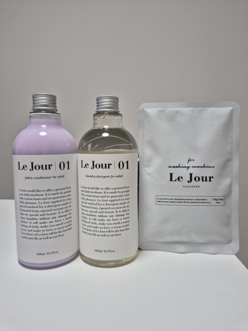 [정품출고] Le Jour 01 르주르 일반 액체 세제 + 일반 섬유유연제 (일반 드럼 겸용) + 세탁조 클리너 본품 1개 증정(150g) / 500ml * 2개
