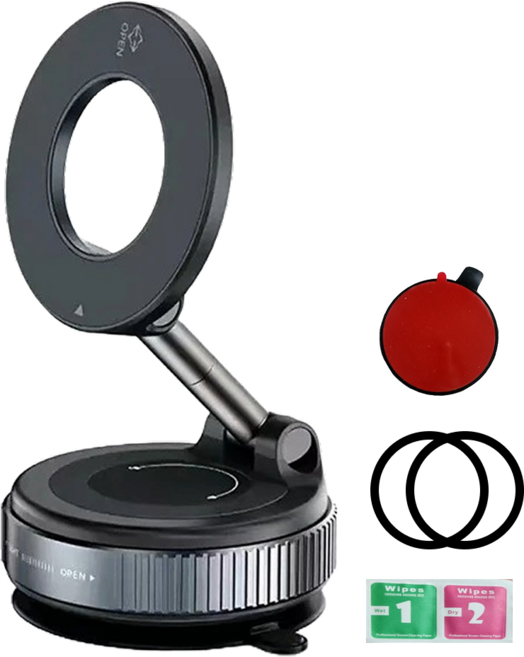 윈프로 맥세이프 360도 3축 회전 접이식 다용도 흡착 거치대, 블랙 3축 접이식, 1개