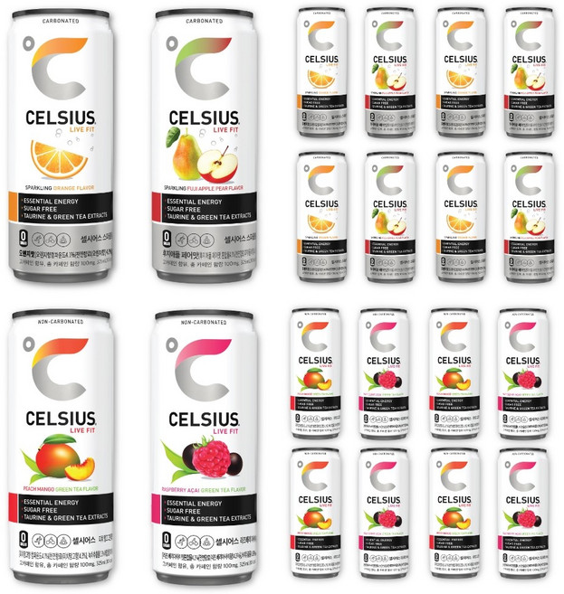 셀시어스 오리지널 제로 탄산 에너지 드링크 버라이어티팩 325ml x 24캔, 24개