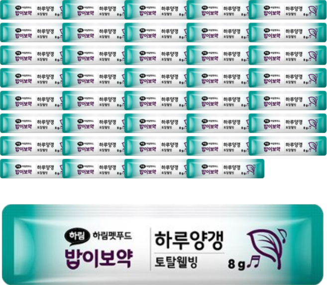 하림펫푸드 밥이보약 CAT 하루양갱 토탈웰빙 고양이 간식, 40개, 8g, 면역력