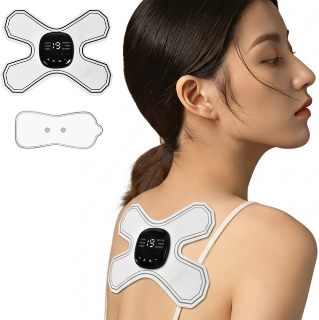 OULUOQI 저주파 마사지기 패드 EMS/TENS 무선 미세전류 마사지기 근육통 완화/근육 뭉침 풀기/온열 혈액순환, 화이트, KRX004