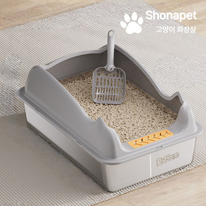 쇼나펫 고양이 스텐화장실 스쿱포함, 1개, 실버그레이