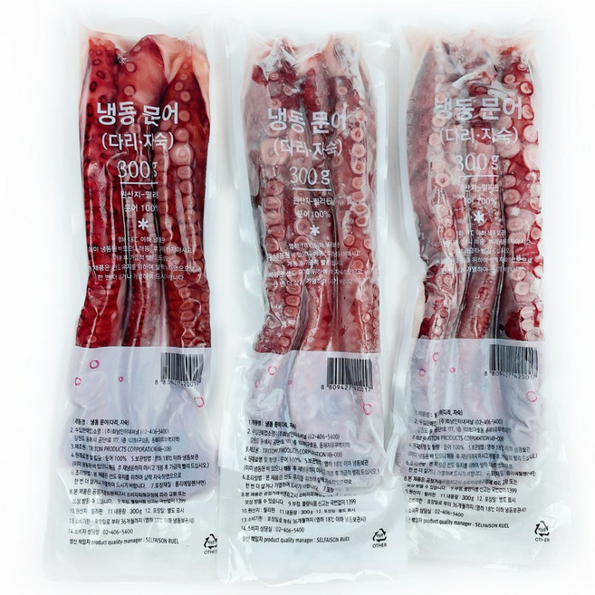 [주5일] 냉동 자숙문어다리 3족 진공포장 고퀄리티 삶은문어다리, 3개, 300g