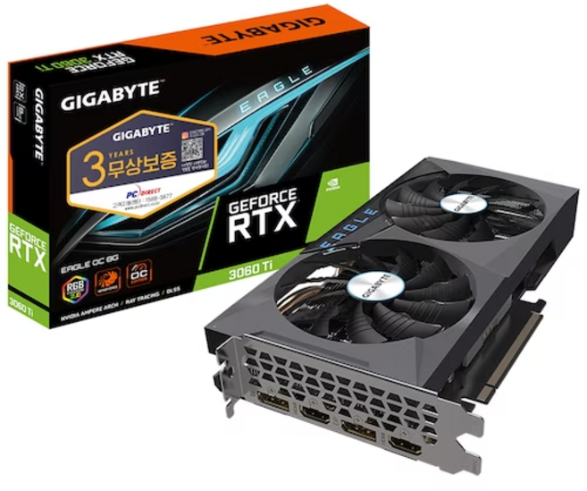 GIGABYTE 지포스 RTX 3060 Ti EAGLE OC D6 8GB 피씨디렉트 중고