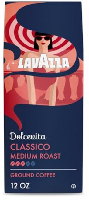 Lavazza Dolcevita Classico 분쇄 커피 Lavazza Dolcevita Classico 분쇄 커피 12oz 봉지 미디엄 로스트 풍부하고 풀바디 강도 3/, 클라시코 그라운드, 12온스(1팩), 1개