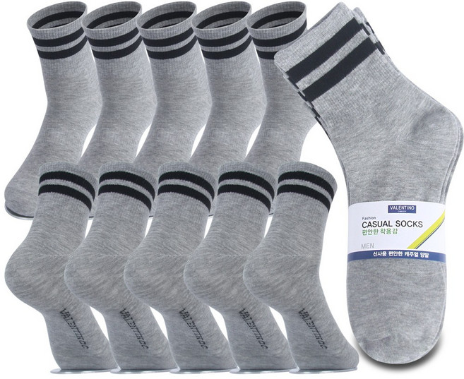 골져스토어 발렌티노크리스티 남자 트윈링글 중목 양말 10켤레