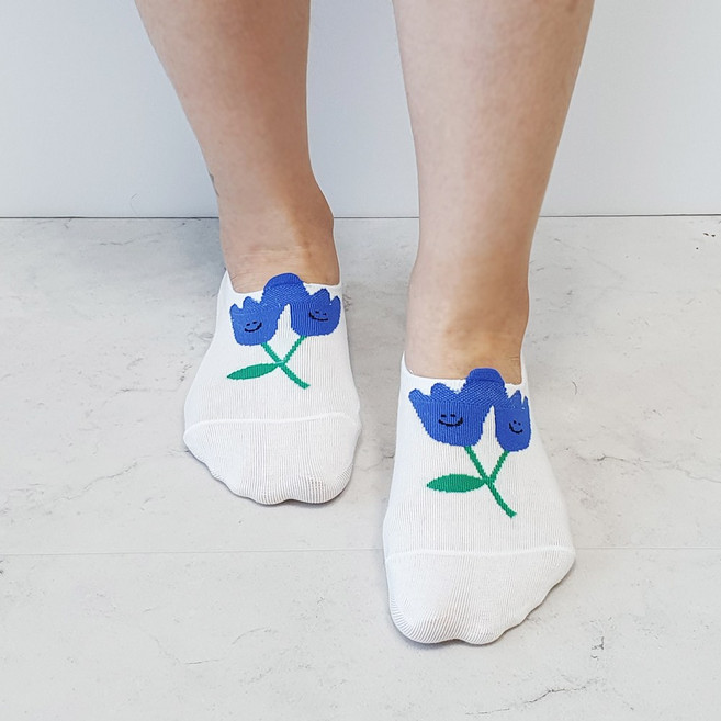 키치 플라워 일러스트 여성 페이크삭스 덧신 귀여운 패션 양말 꽃