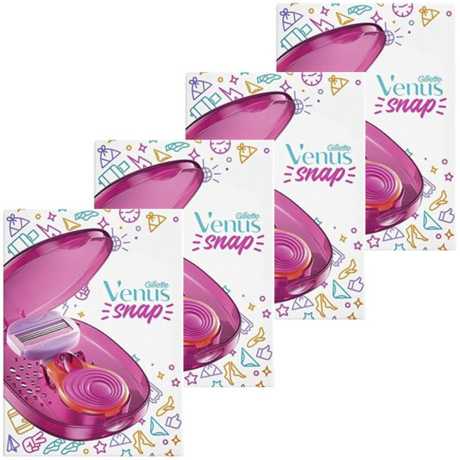 Venus 스냅 헤어 리무버 포 스무스 스킨 면도기 + 리필2개, 4개