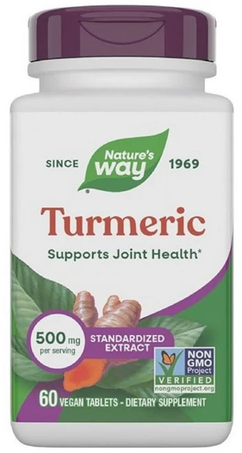 Nature's Way 강황 프리미엄 추출물 95% 커큐미노이드로 표준화 1회 제공량당 500mg GMO 프리 프로젝트 인증 60정 (포장은 다를 수 있음), 1개 - 쿠팡